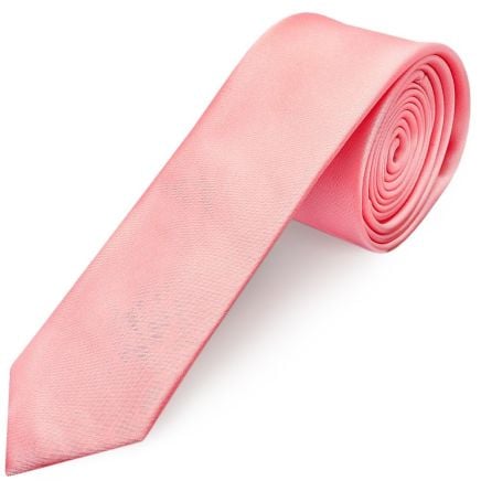 Plain Blush Rose Satin Skinny Men's Tie
