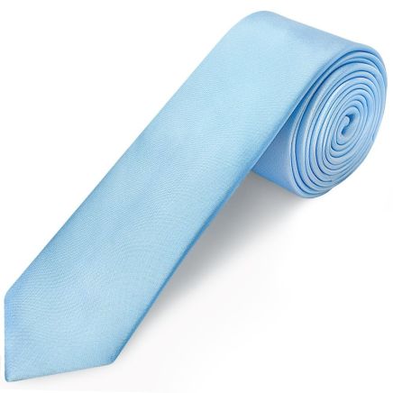 Plain Sky Blue Satin Skinny Boys Tie