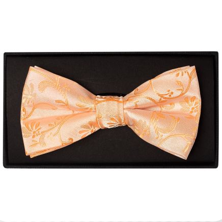 Peach Floral Handmade Mens Bow Tie