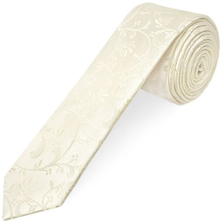 Ivory Floral Skinny Boys Tie