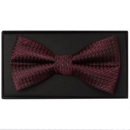 Burgundy Textured Mens Bow Tie
