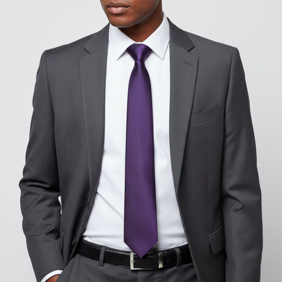 Plain Purple Satin Classic Men's Tie