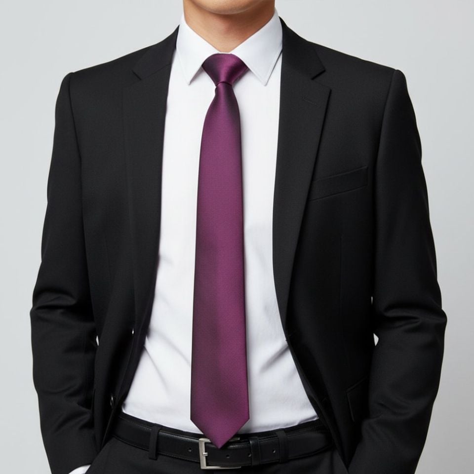 Plain Plum Satin Classic Men's Tie