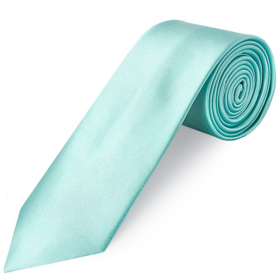 Plain Aqua Satin Classic Men's Tie