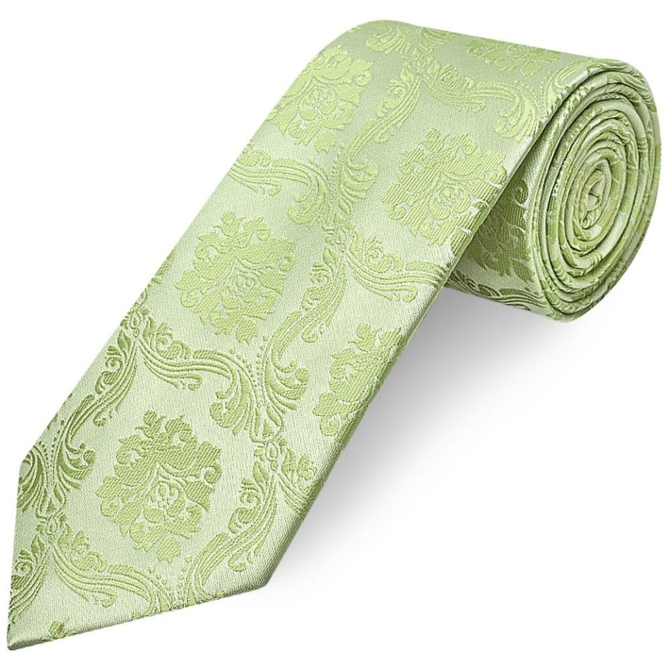 Sage Green Paisley Classic Men's Tie and Pocket Square Set