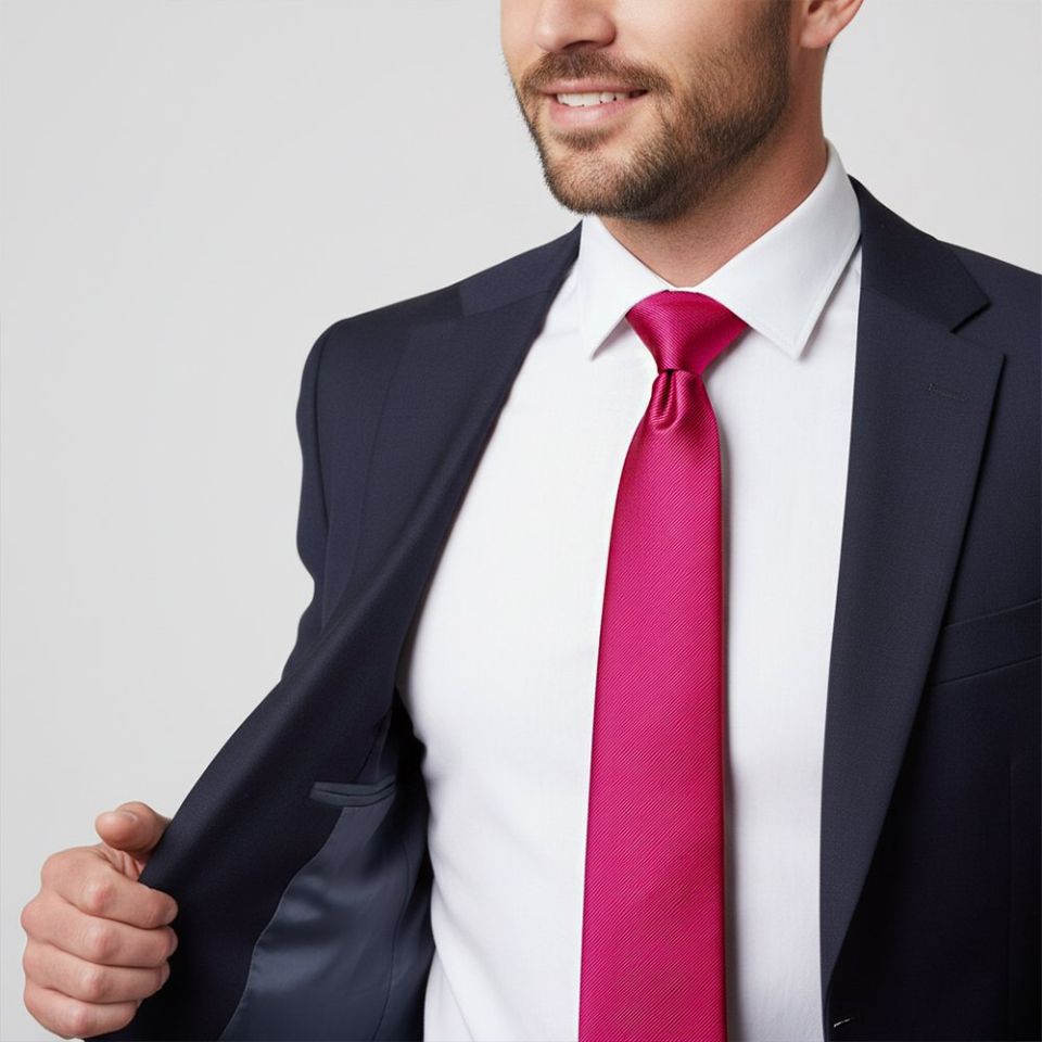 Fuchsia Pink Silk Twill Classic Men's Tie