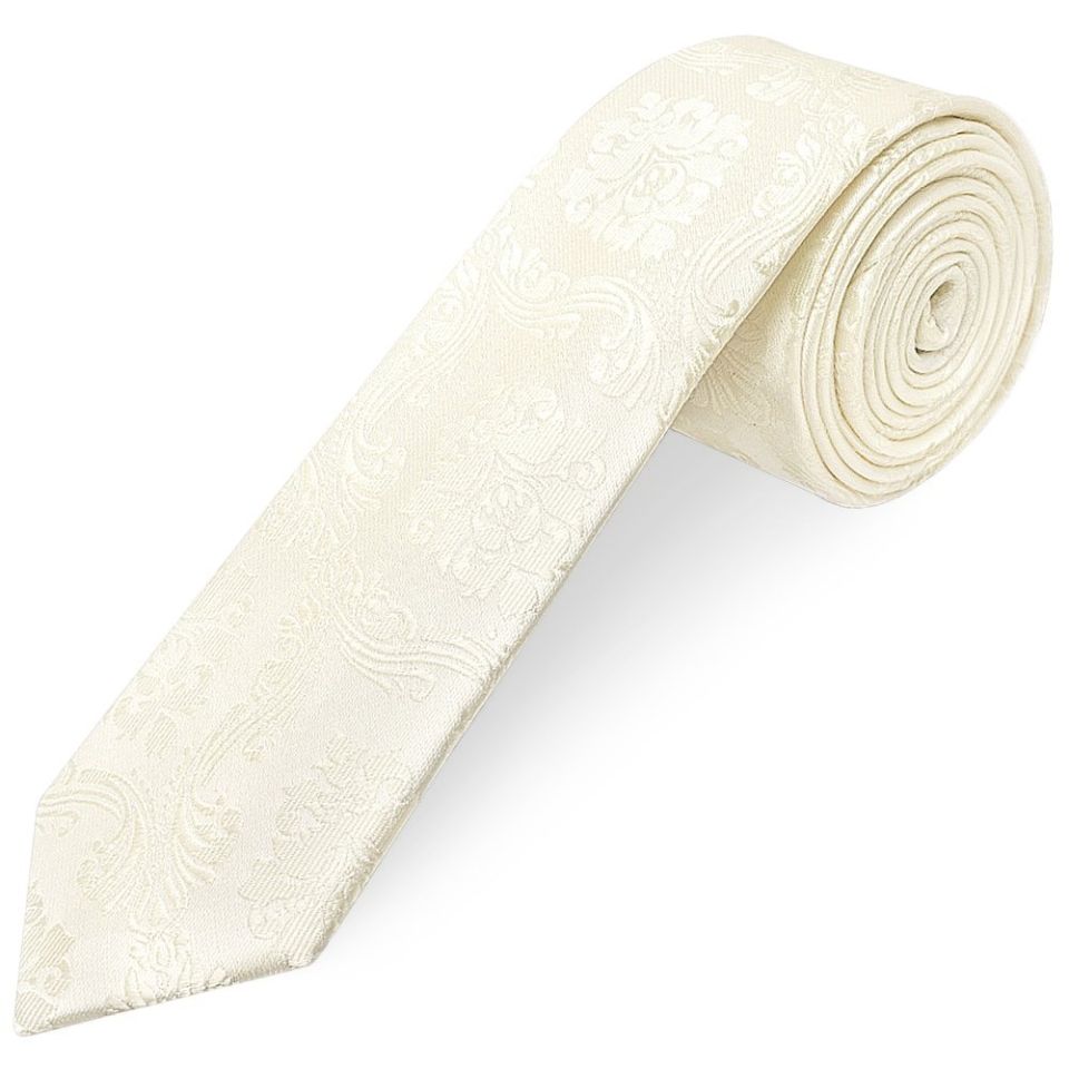 Ivory Paisley Skinny Boys Tie
