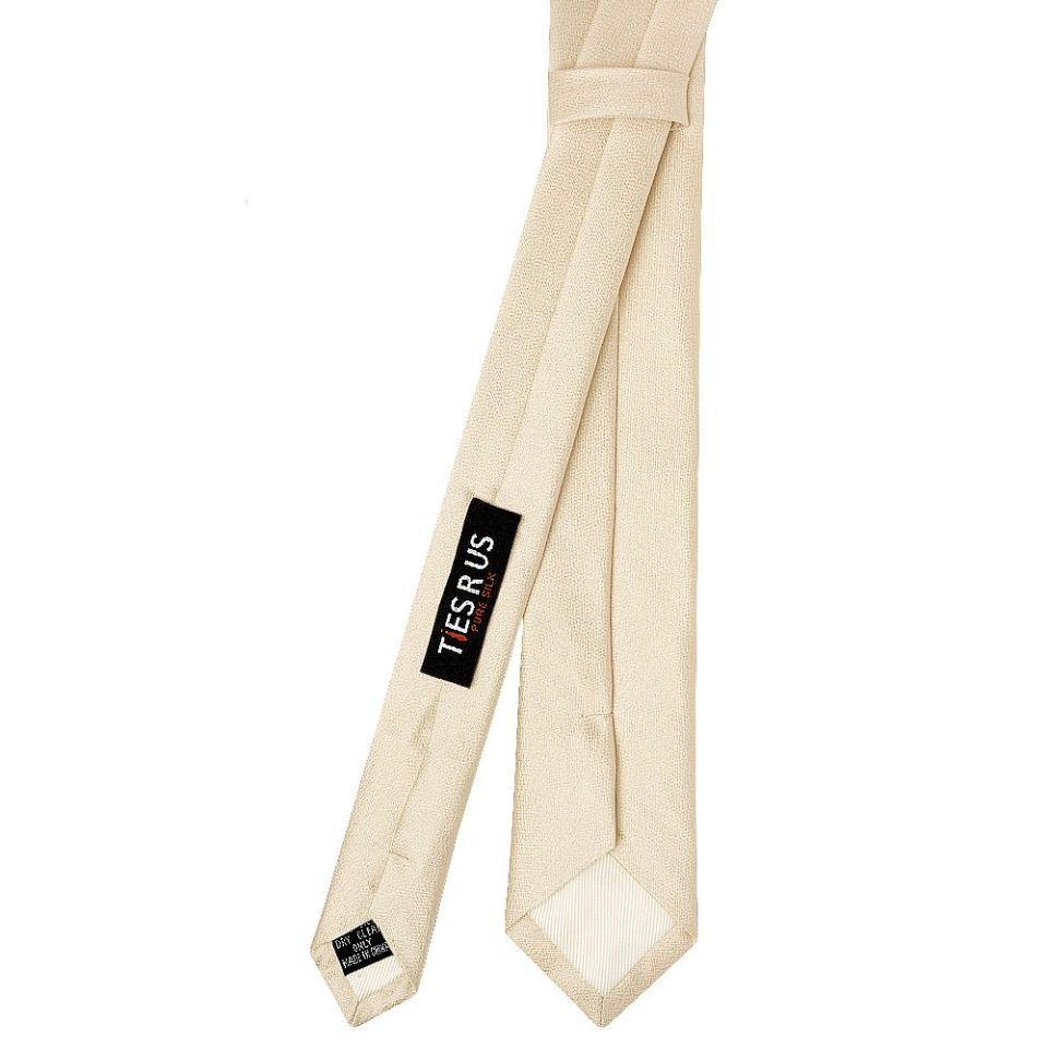 Plain Champagne Silk Skinny Men's Tie