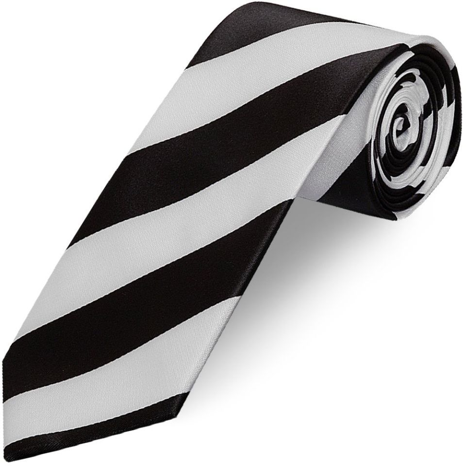 Black and White Striped Hand Made Classic Men's Football Tie
