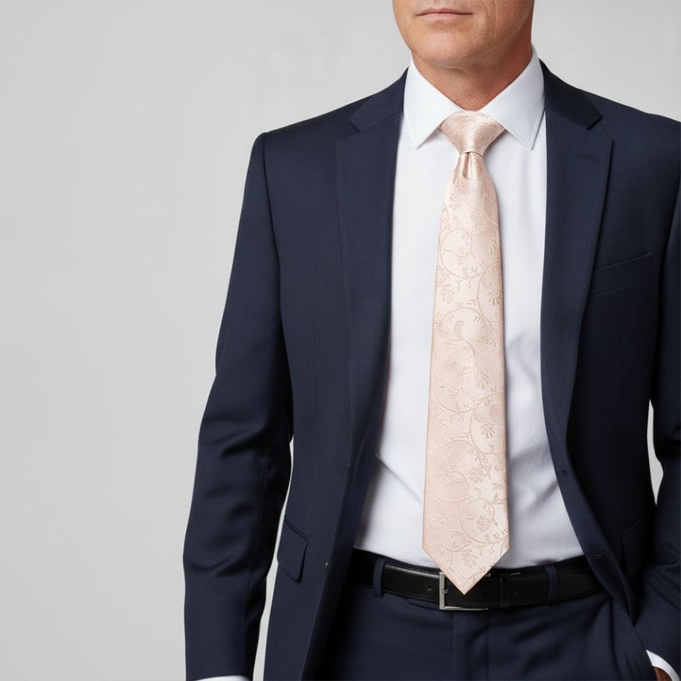 Light Peach Floral Classic Men's Tie