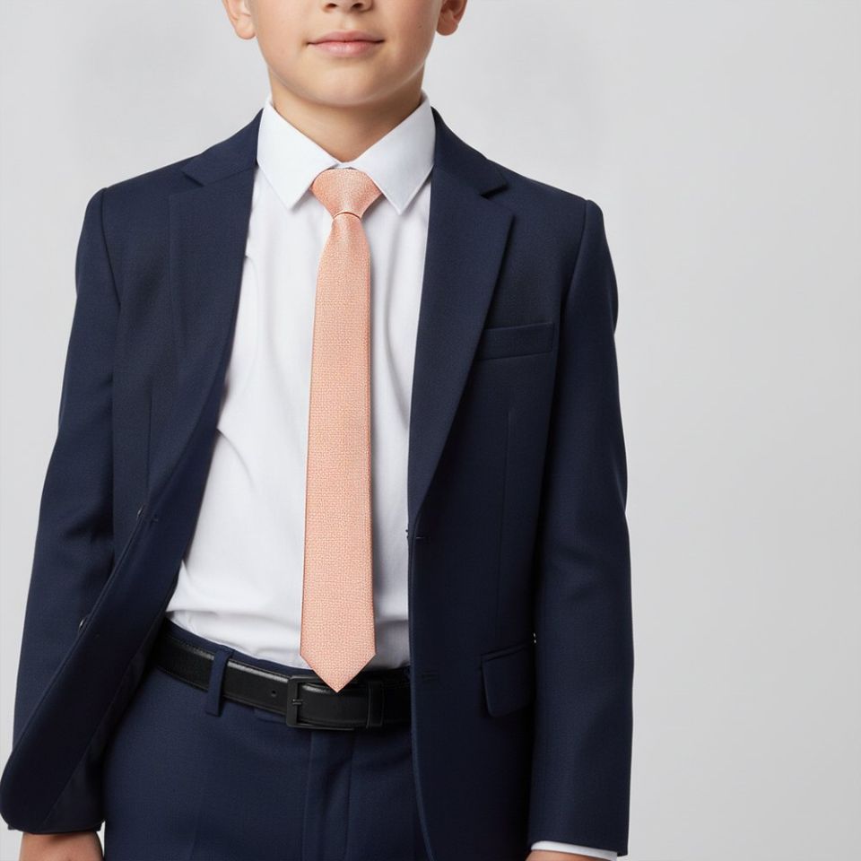 Plain Rose Quartz Silk Skinny Boys Tie