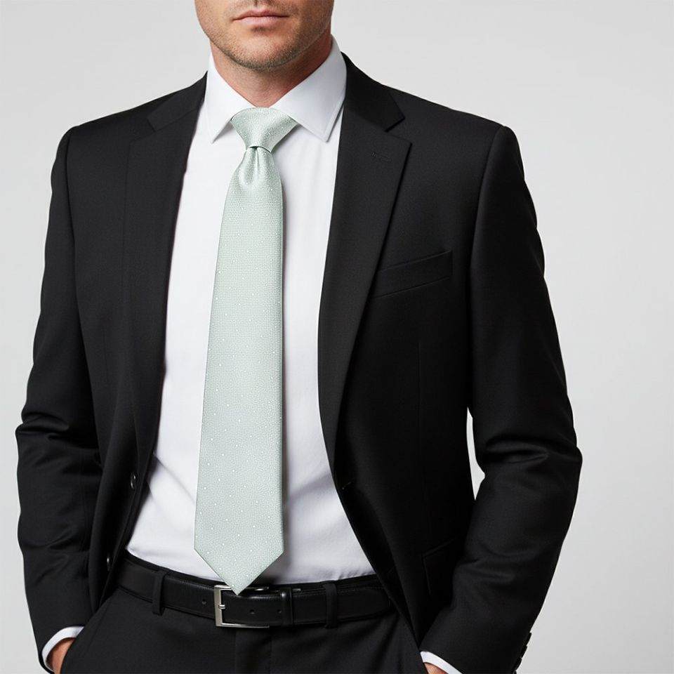 Duck Egg with White Spot Silk Classic Tie