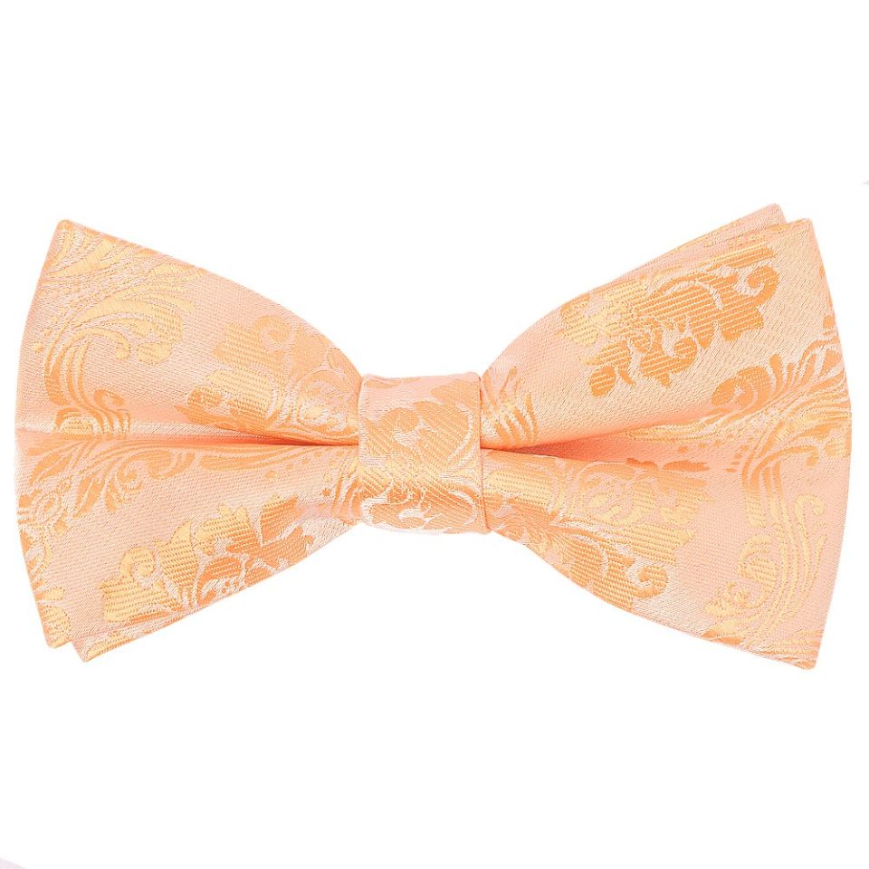 Pre Tied Peach Paisley Boys Bow Tie Age 8-11