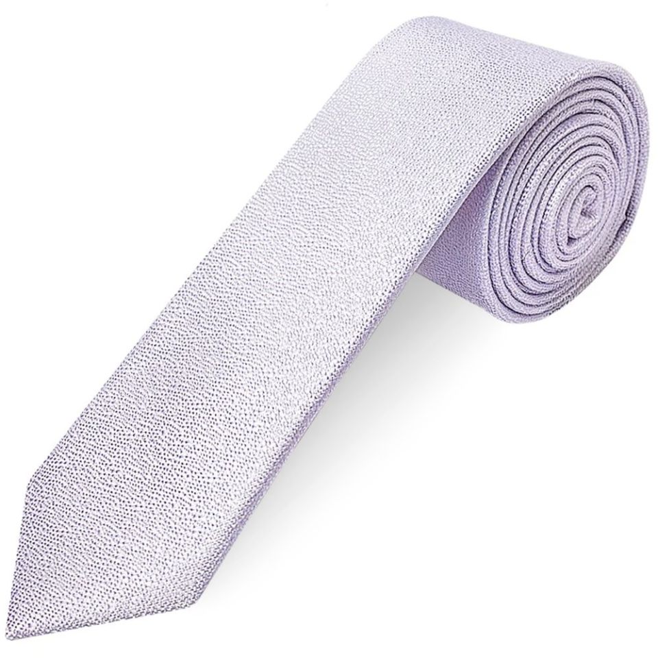 Plain Lilac Textured Silk Skinny Boys Tie