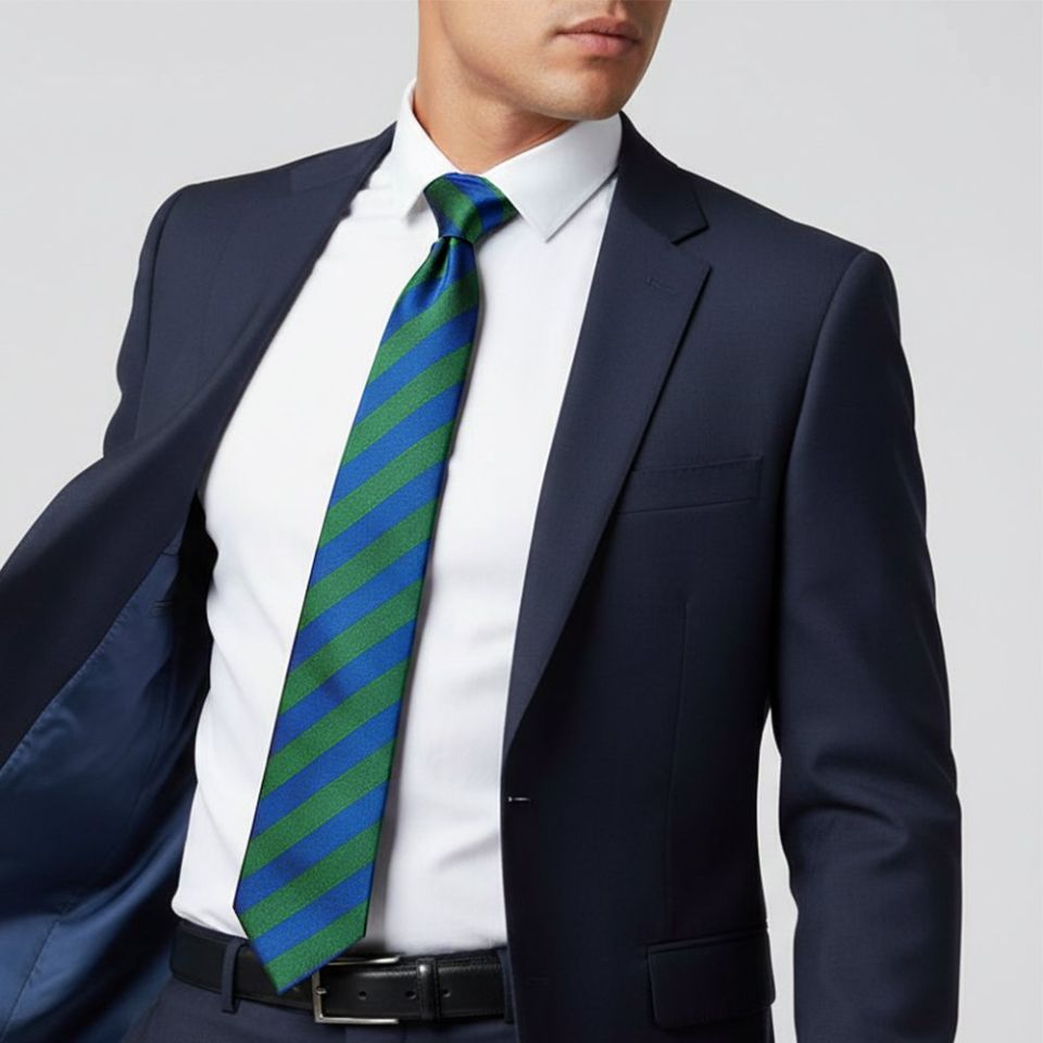 Blue and Green Striped Classic Men's Tie
