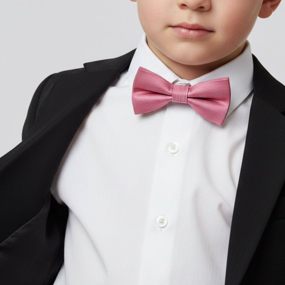 Boys Pre Tied Dusty Pink Silk Bow Tie Age 4-7