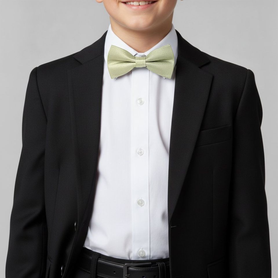 Pre Tied Sage Green Silk Boys Bow Tie Age 8-11