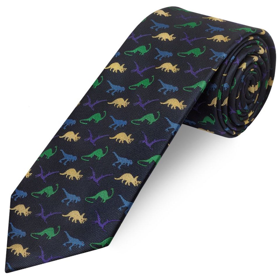 Mens Navy Dinosaur Classic Tie