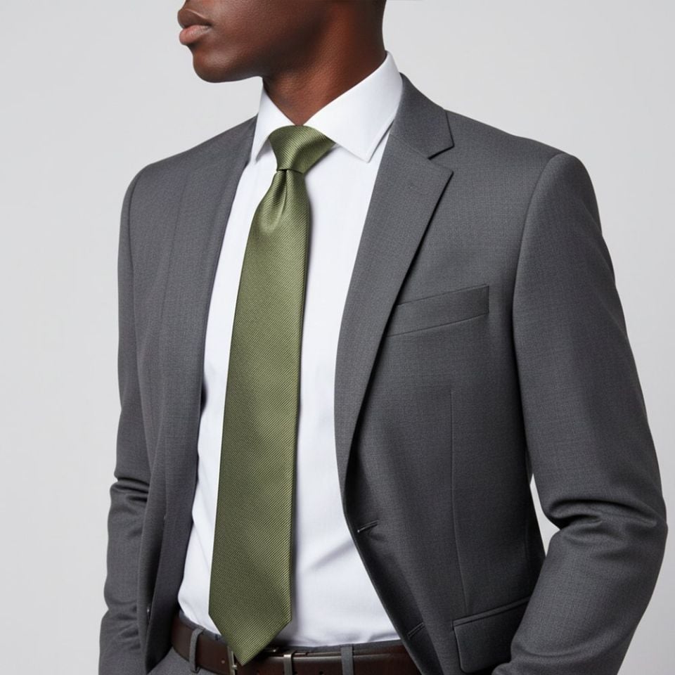 Olive Twill Classic Silk Men's Tie