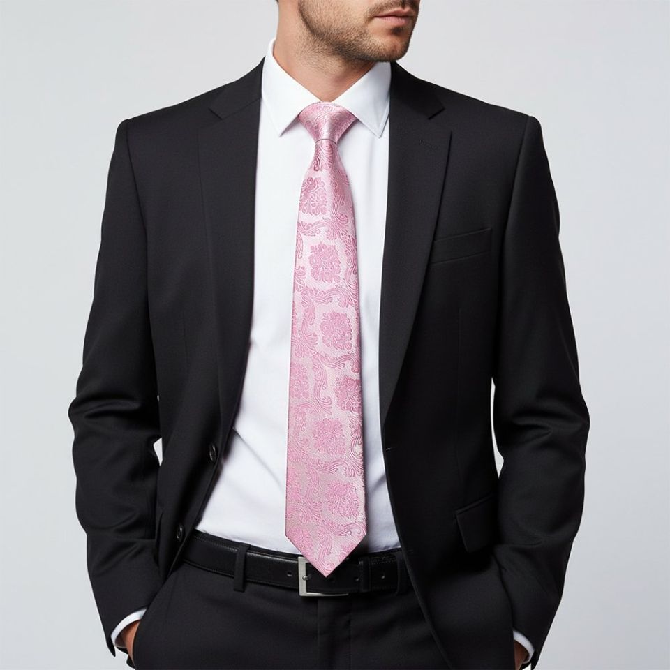 Dusty Pink Paisley Classic Men's Tie
