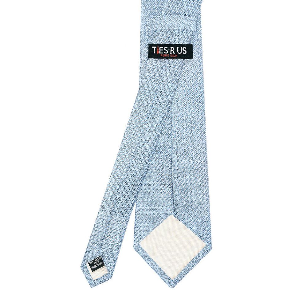 Plain Blue Grenadine Silk Classic Men's Tie and Pocket Square Set
