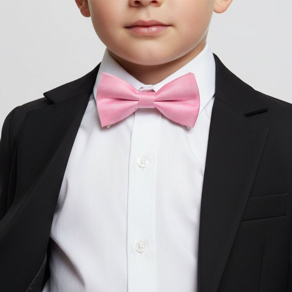 Pre Tied Blush Pink Twill Silk Boys Bow Tie Age 4-7