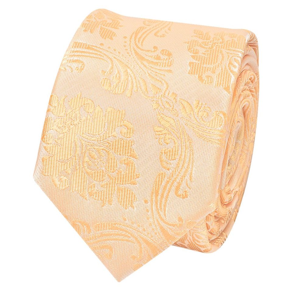 Peach Paisley Skinny Men's Tie