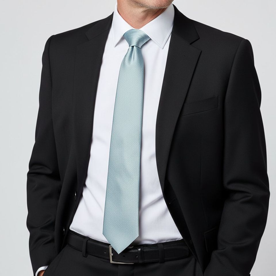 Plain Duck Egg Satin Classic Men's Tie