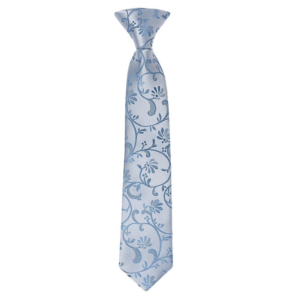 Pre Tied Dusty Blue Floral Boys Tie and Pocket Square Set Age 4-7