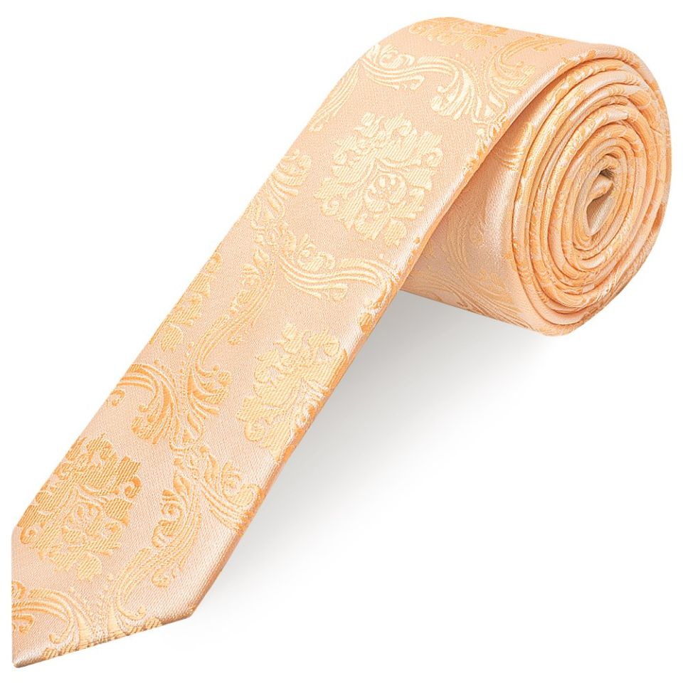 Peach Paisley Skinny Boys Tie