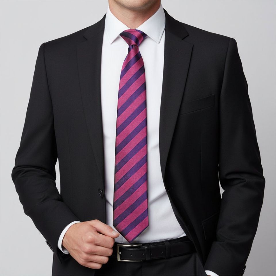 Purple and Pink Striped Classic Men's Tie