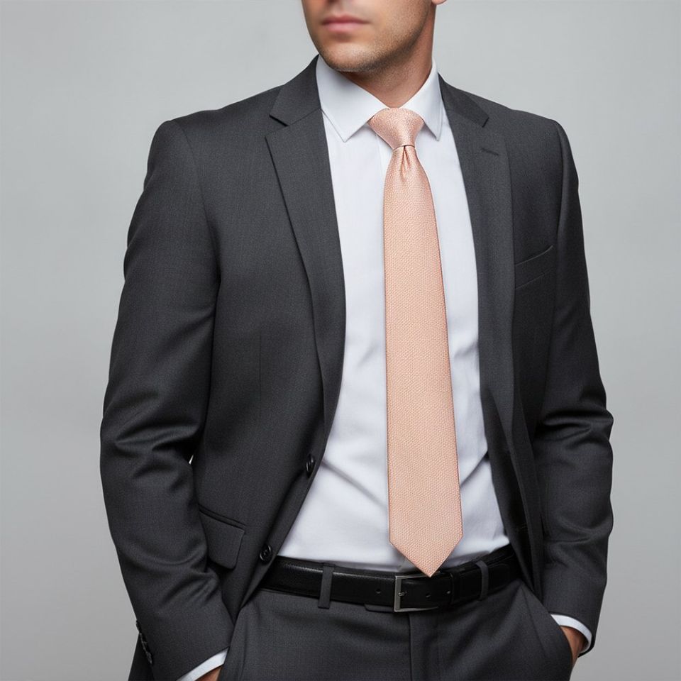 Plain Pale Peach Silk Classic Men's Tie