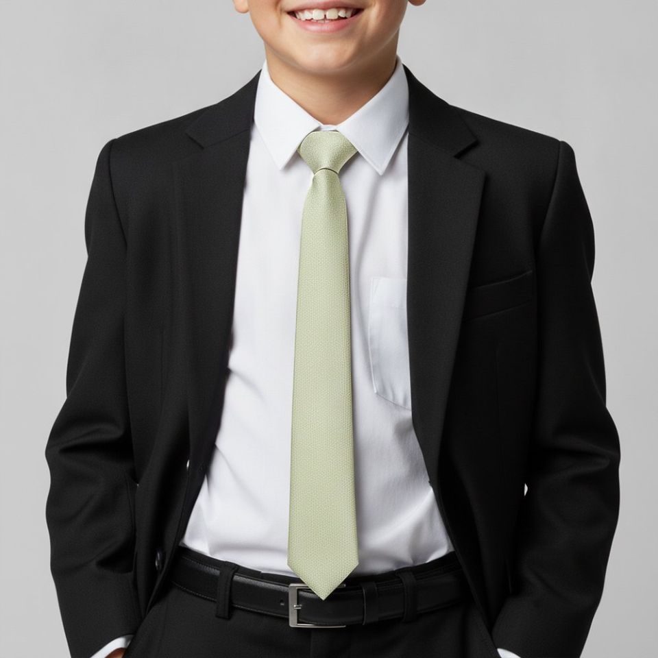Plain Sage Green Silk Skinny Boys Tie