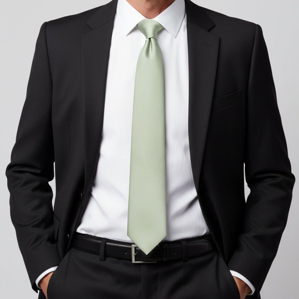 Plain Light Sage Green Silk Classic Men's Tie