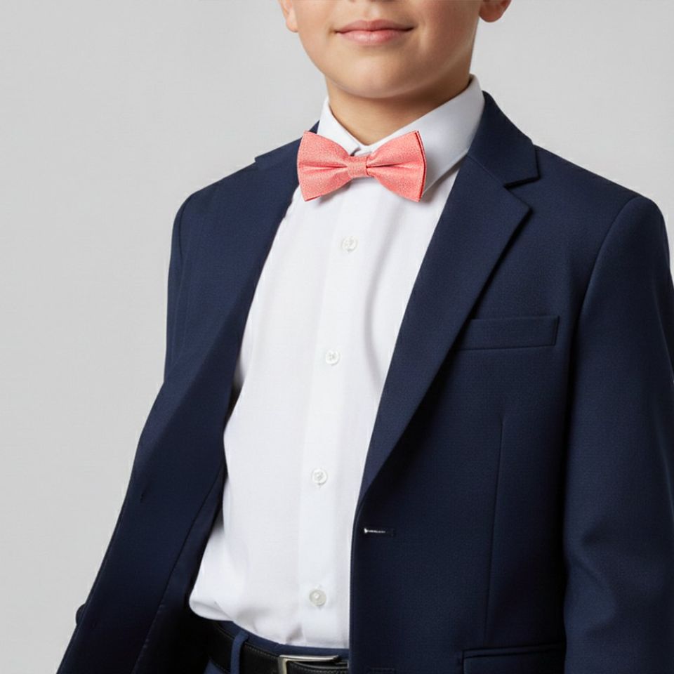 Pre Tied Pink Textured Silk Boys Bow Tie Age 8-11