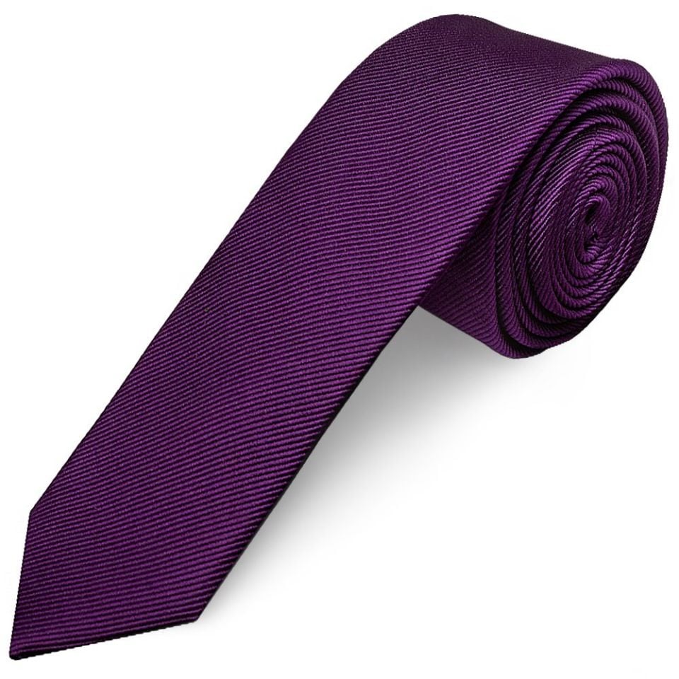 Purple Silk Twill Skinny Mens Tie