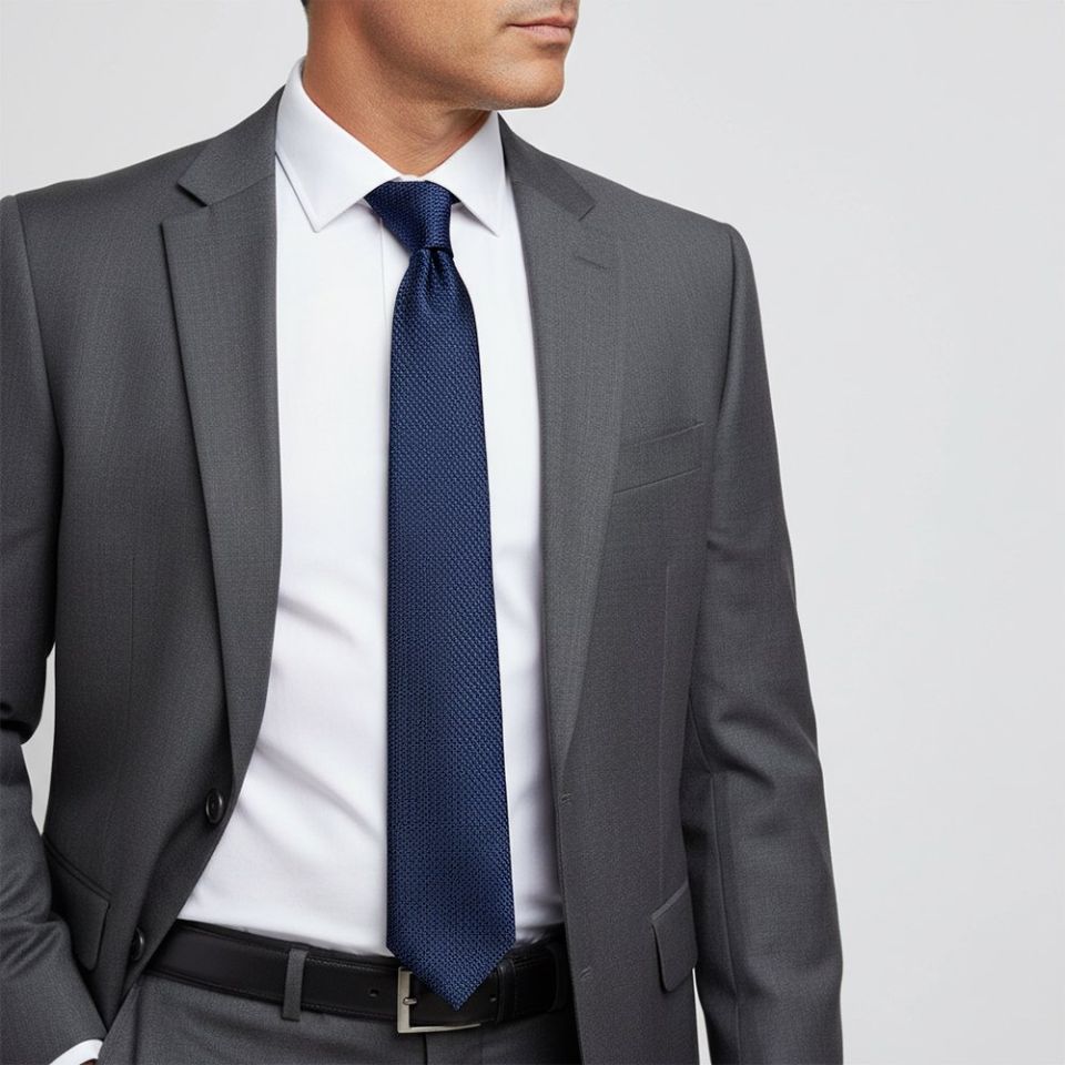 French Navy Textured Classic Tie