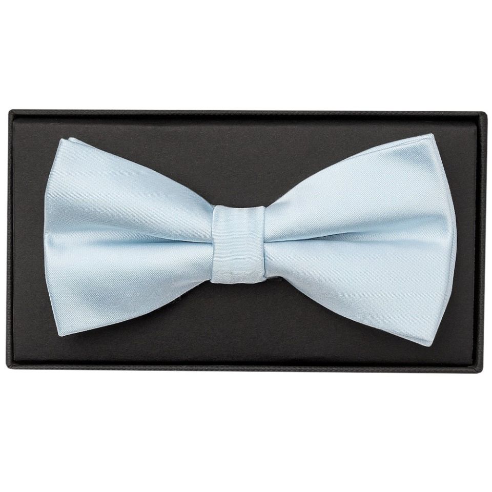Plain Misty Blue Handmade Mens Bow Tie