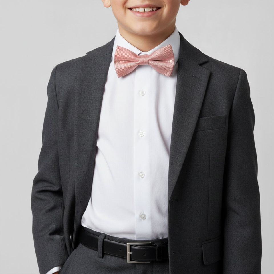Pre Tied Dusty Rose Twill Silk Boys Bow Tie Age 8-11