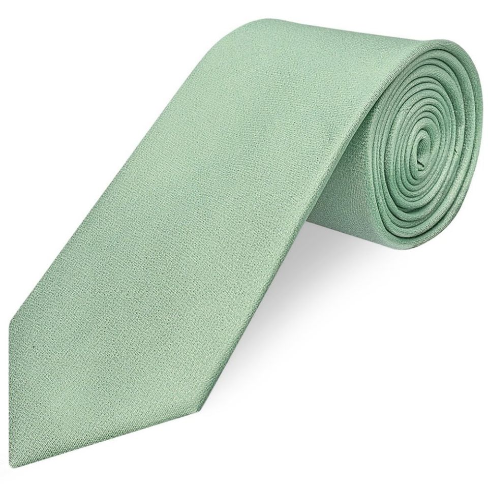 Plain Sea Grass Silk Classic Men's Tie and Pocket Square Set