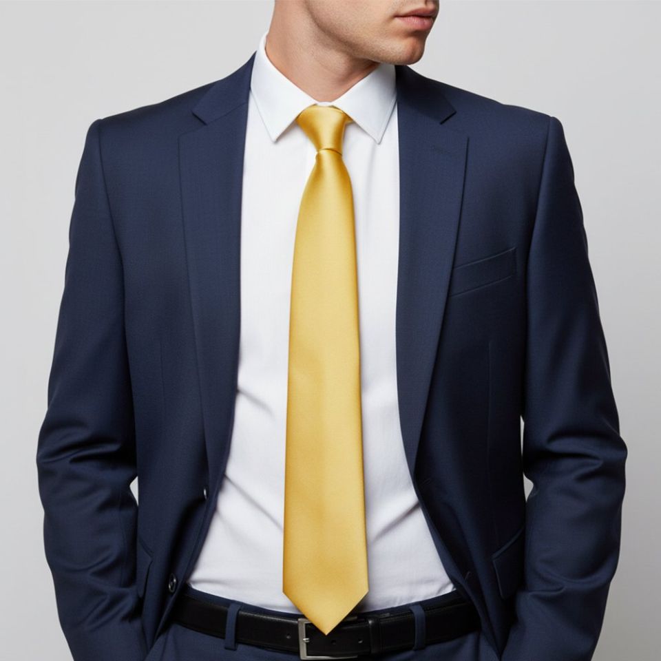Plain Gold Satin Classic Men's Tie