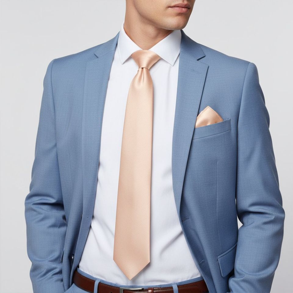 Plain Blush Classic Men's Tie and Pocket Square Set