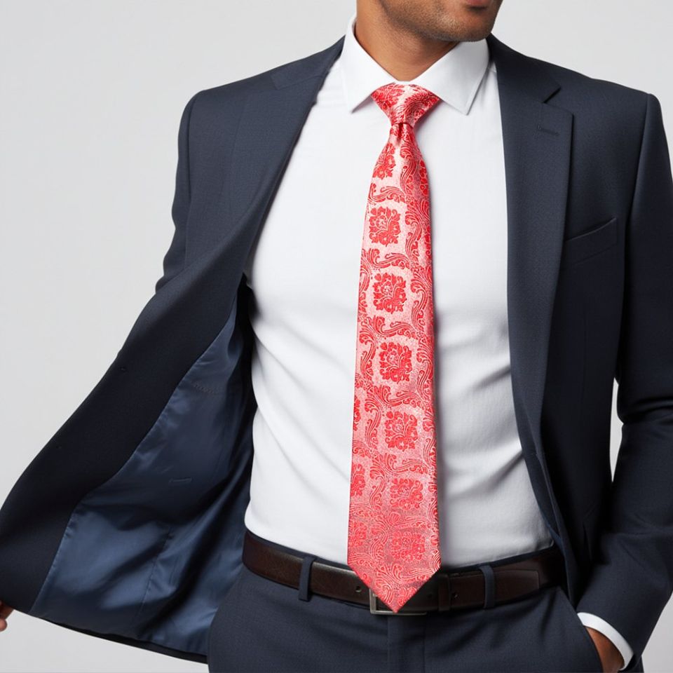 Bright Red Paisley Classic Men's Tie