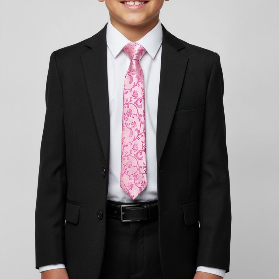 Fuchsia Floral Skinny Boys Tie