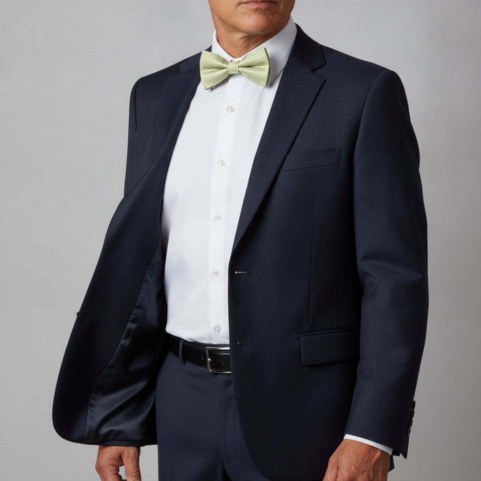 Plain Sage Green Silk Mens Bow Tie