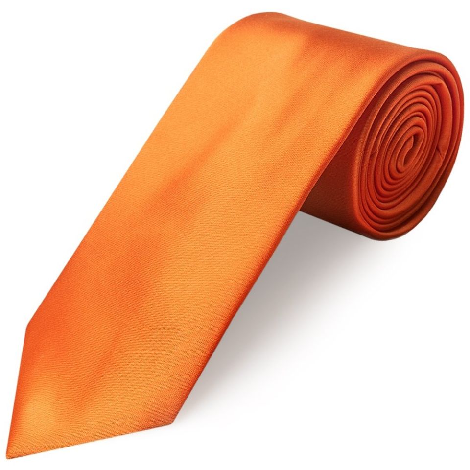 Plain Orange Satin Classic Men's Tie
