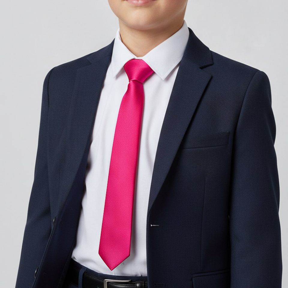 Cerise Pink Satin Skinny Boys Tie