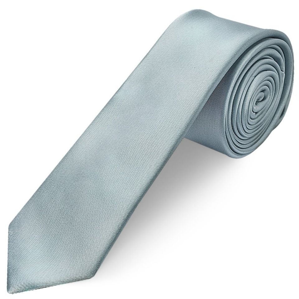 Plain Duck Egg Satin Skinny Men's Tie