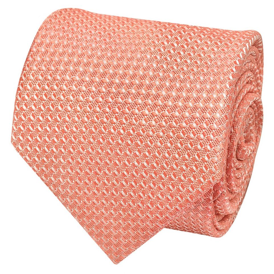 Coral Textured Classic Tie and Pocket Square Set