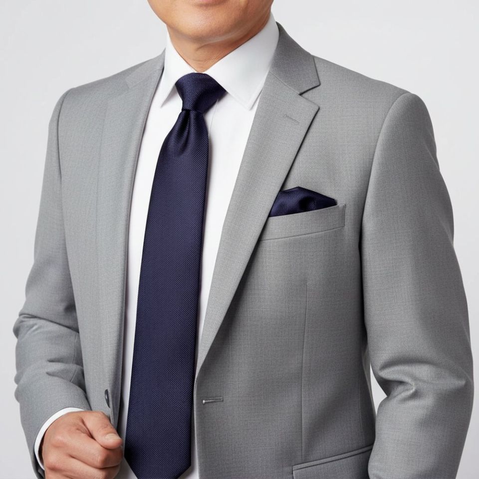 Navy Twill Silk Classic Men's Tie and Pocket Square Set